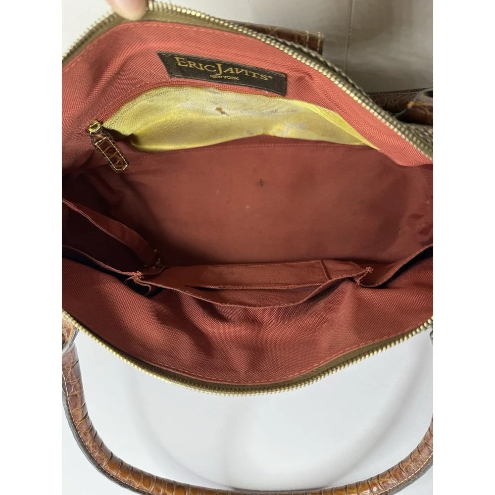 ERIC JAVITS Squishee Woven Satchel‎ Alligator Embossed Handbag